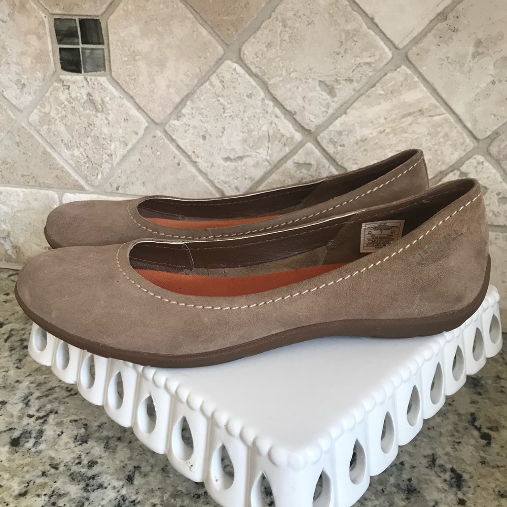Merrell Slip-On Suede Leather Tan Flats